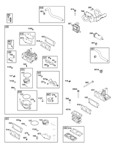 Carburetor And Fuel Supply Group Diagram and Parts List for 543477-0019-J1 400000 - 699999 Briggs and Stratton Engine